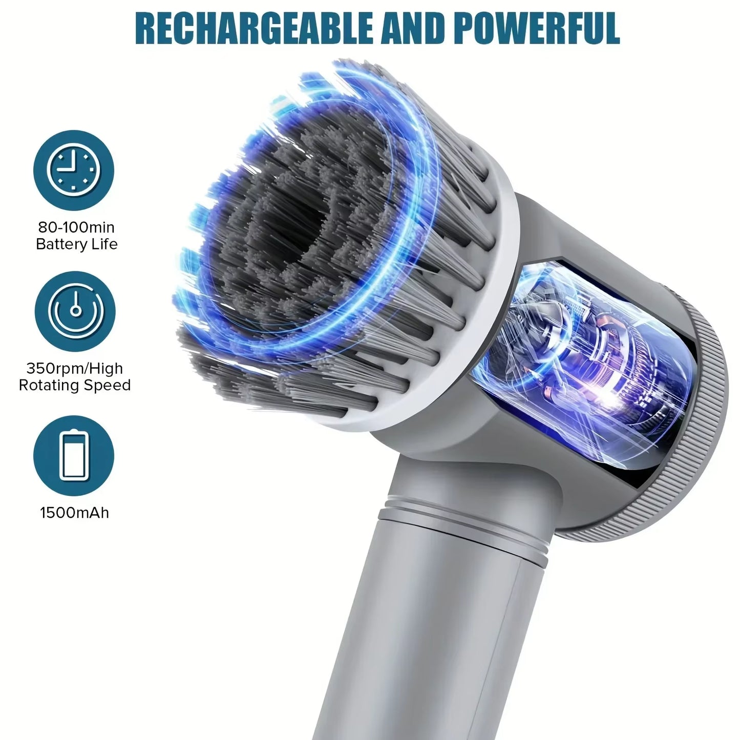 Cordless Electric Scrubber with 6 Versatile Brush Heads 