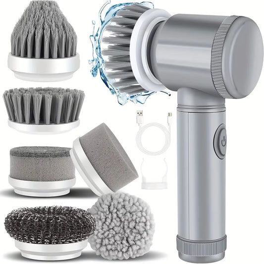 Cordless Electric Scrubber with 6 Versatile Brush Heads 