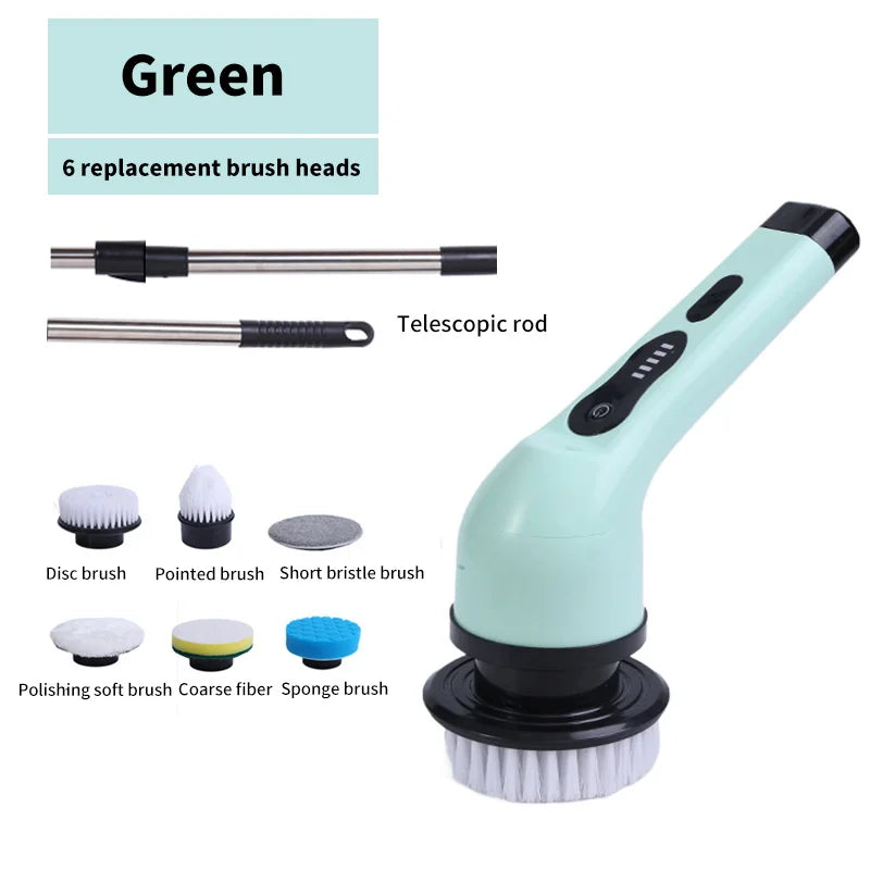 9-In-1 Multifunctional Wireless Electric Cleaning Brush Household Kitchen Bathroom Brush USB Handheld Rotating Cleaning Tools