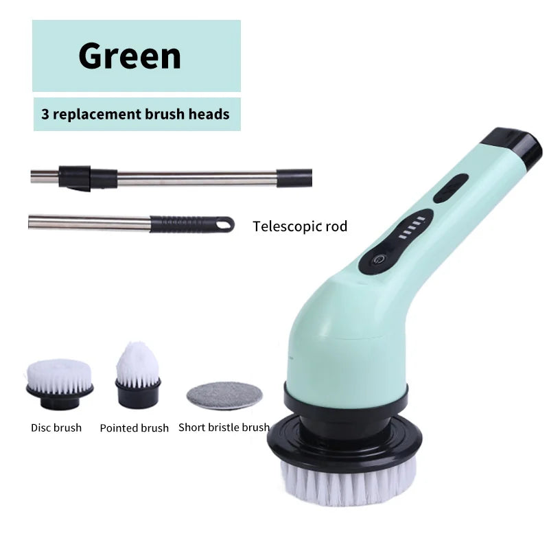 9-In-1 Multifunctional Wireless Electric Cleaning Brush Household Kitchen Bathroom Brush USB Handheld Rotating Cleaning Tools