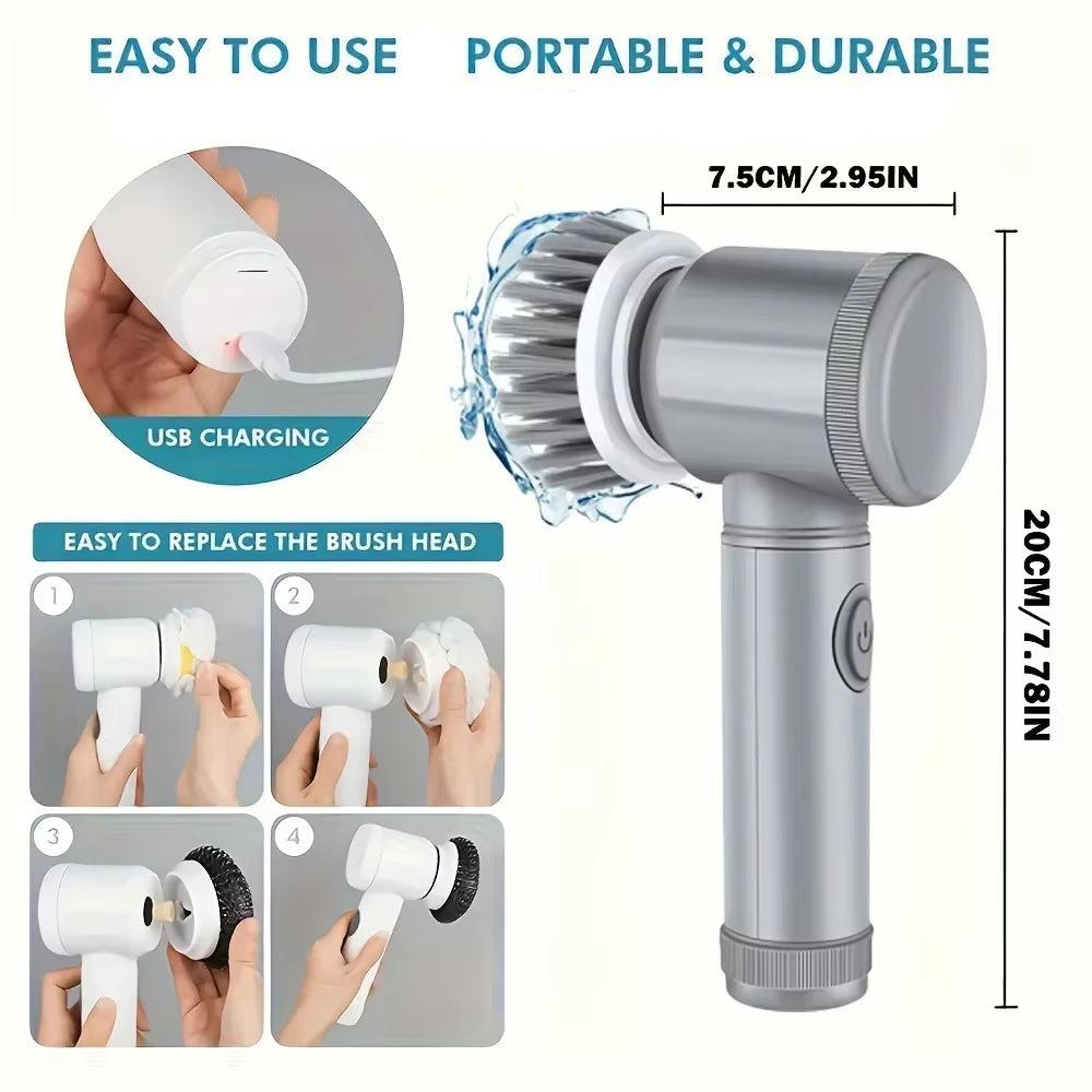 Cordless Electric Scrubber with 6 Versatile Brush Heads 